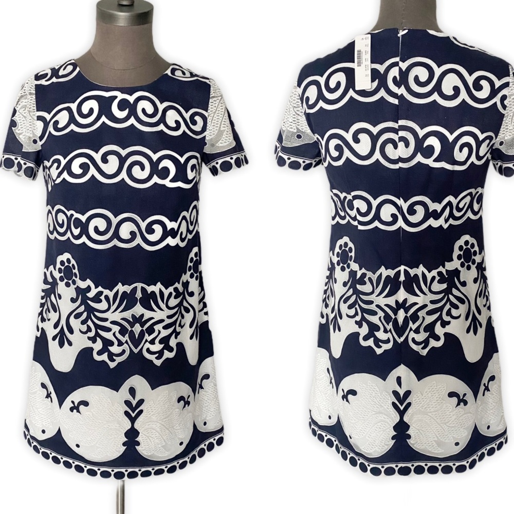 NWT J. Crew Navy Shift Ornate Lace Short Dress